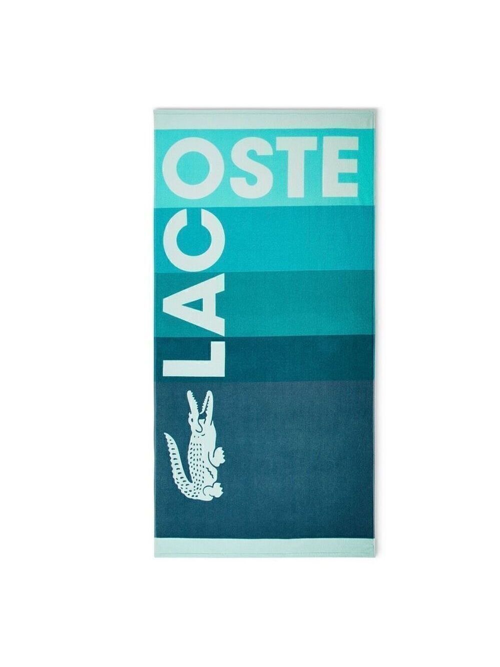 NWT Lacoste Gorgeous Green Ombre Blocks Logo 100% Cotton Big 72”x36” Beach Towel